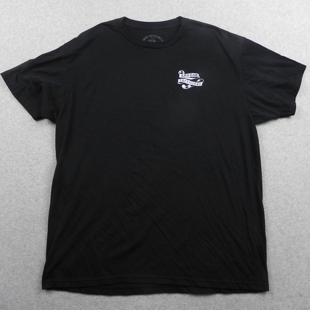 Savage Tacticians T Shirt Mens XL Black Graphic Hard Times Soft Minds Skull Tee